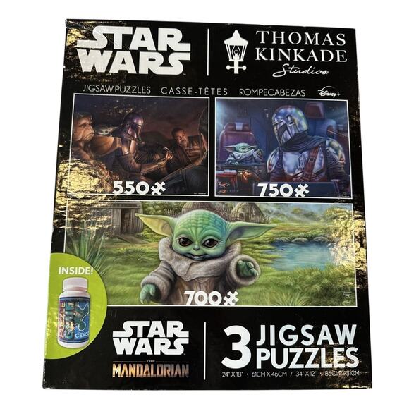 New Thomas Kinkade Studios Star Wars The Mandalorian 3 Jigsaw Puzzles 3573-8 - Picture 1 of 4